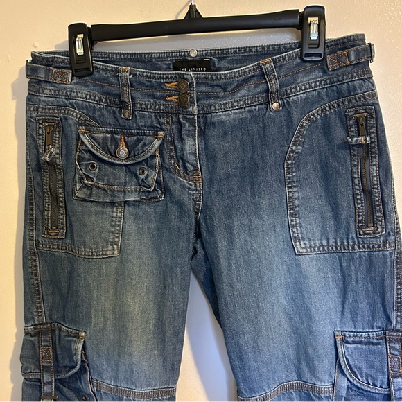 Vintage Y2K The Limited Cropped Cargo Jeans Size 8 - Picture 5 of 10
